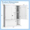 Wall Mount Bathroom Cabinet Storage Organizer with Doors and Shelves-White